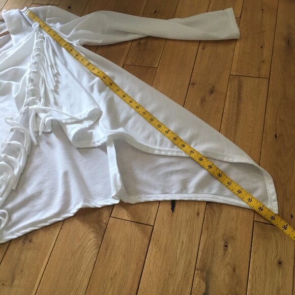 White Coastal Cowgirl Tassel Trimmed Cardigan Wrap - Picture 15 of 16